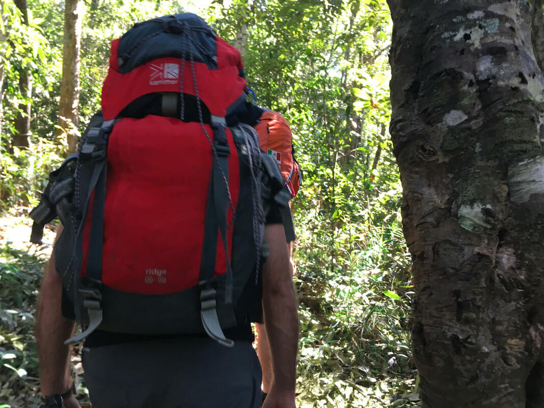trekking with backpack