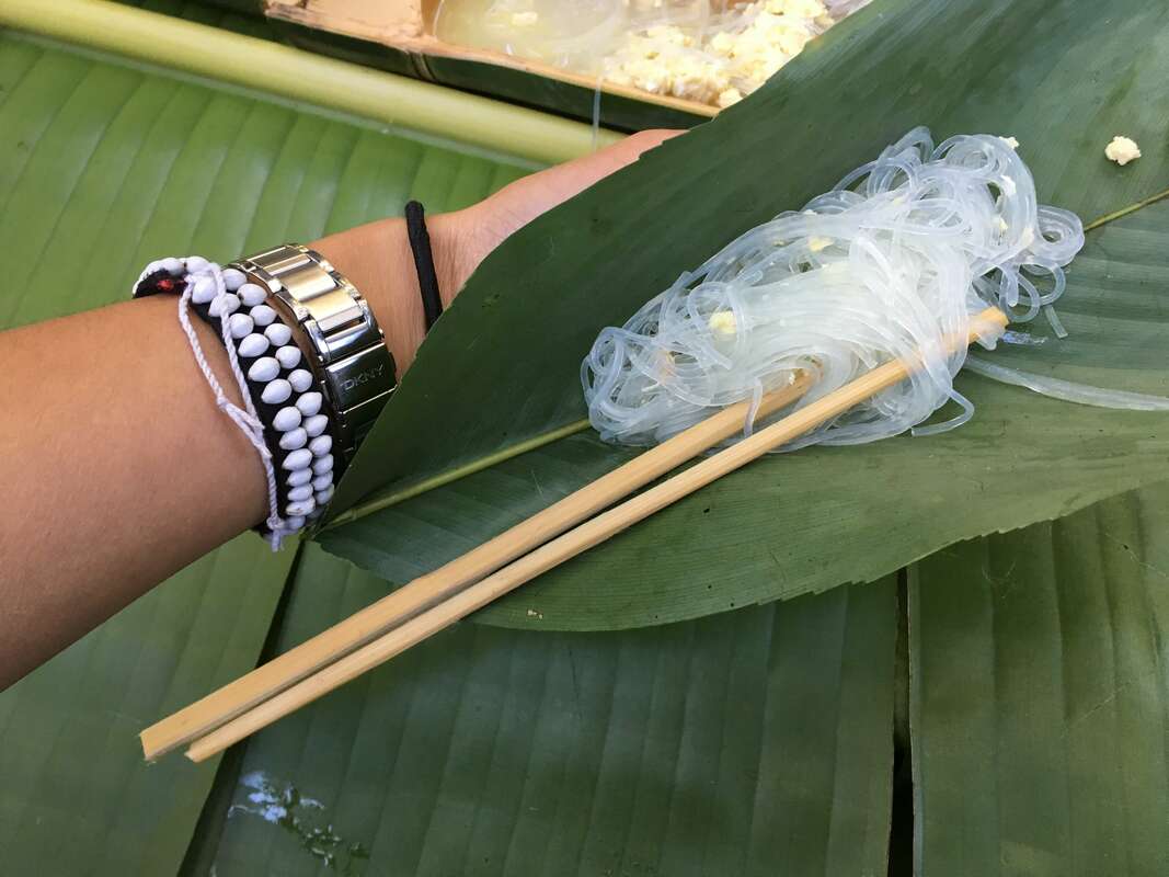 noodle in banana leaves